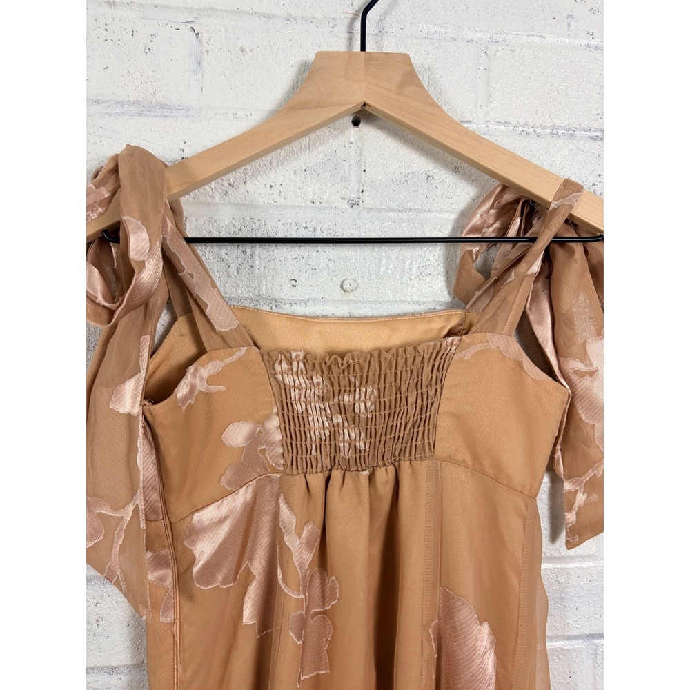 Show Me Your Mumu Edith Maxi Dress Womens S Nude Floral Burnout Tie Strap Formal - Picture 5 of 13
